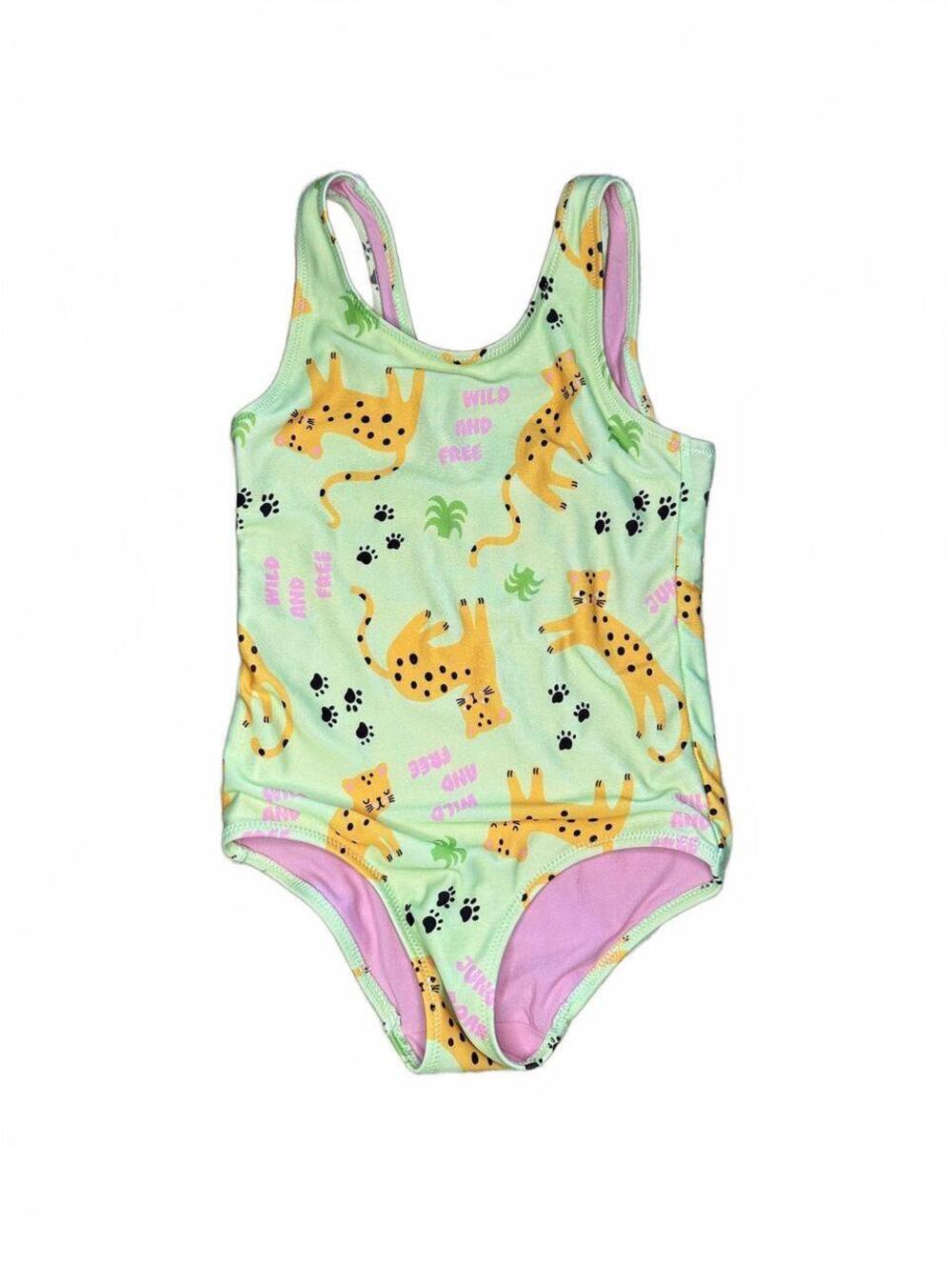 H&M Girls 3/4T Mint Leopard One Piece Swimsuit
